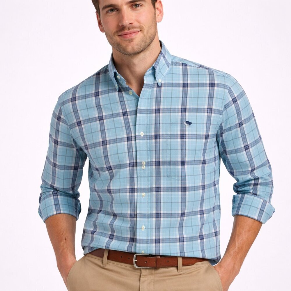 Vineyard Vines Men’s Blue Plaid Classic Fit Tucker Shirt